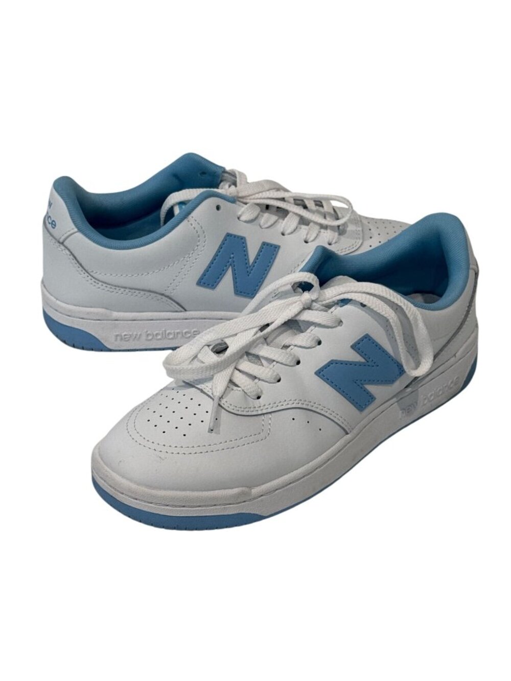 New Balance BB80 White Blue Sneakers Mens 8 Womens 10 Leather Casual